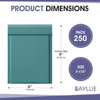 Green Small Poly Bubble Mailers 6x10 inch #0 | Self Seal Padded Envelopes | Cushioned Bubble Mailer | Usable Size 6x9 | WaterProof | Lightweight mailing Shipping Bags | 250 Pack Bulk