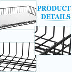 Hicarer 4 Pcs Metal Paper Tray 11 x 17 Inch Iron Wire Grid Desk File Document Letter Tray 11 x 17 Paper Desk Organizer Wide Entry Basket for Office Home (Black)