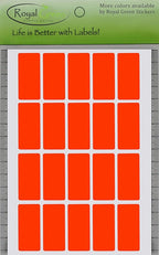 Royal Green Neon Red Rectangle Stickers 1.57 inch x 0.75 inch Rectangular Labels (40mm x 19mm) - 300 Pack