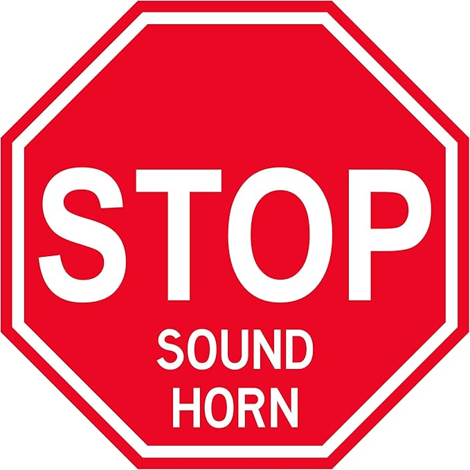 Stop "Sound Horn" - Laminated Floor Sign by Graphical Warehouse - 12” x 12” (16)