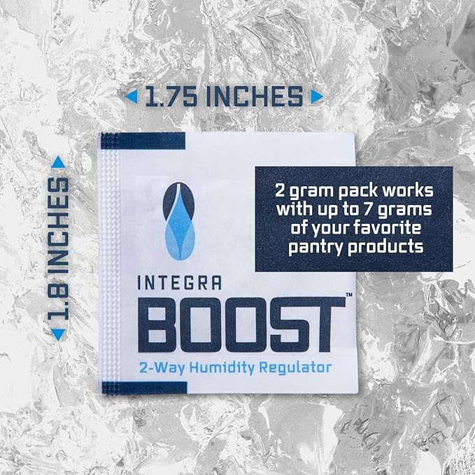 Integra Boost 2-Way Humidity Control Pack - Preserve Flavor & Control Humidity at 55% RH - Moisture Absorber for Herbs, Spices & More - 2 Gram (Pack of 50)
