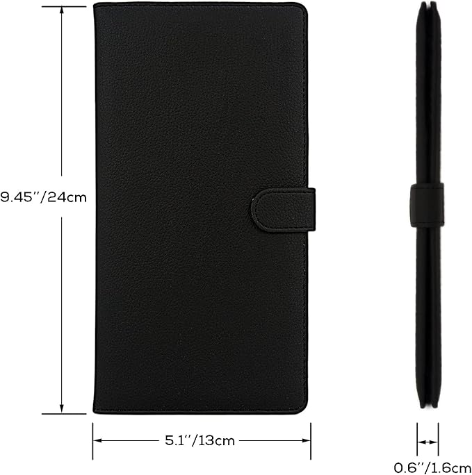 Car Registration and Insurance Holder, Leather Magnetic Shut Vehicle Glove Box Organizer for Document, Card, Driver License, Black