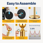 VIVOHOME Stainless Steel Stanchion Post Queue 6PCS Pole w/ 4 Red Velvet Ropes, Crowd Control Barriers w/Fillable Base for High-end Venues, Museums, Party Supplies (6 Pieces, Golden)