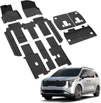 LASFIT Floor Mats & Backrest Mats & Cargo Mat for Kia Carnival Hybrid 2026 2025 (Only Fit Hybrid & 8 Seats), All Weather TPE Custom Fit Floor Liners Full Set Car Mats Trunk Mat Accessoires, Black