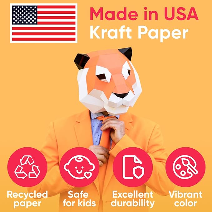 USA Made 12" x 1200" Brown Kraft Paper Roll, 45 lbs Thickness, Kraft Paper for School, American Quality Colored Paper Roll, Bulletin Board - Non-Toxic, Odorless, Safe for Kids
