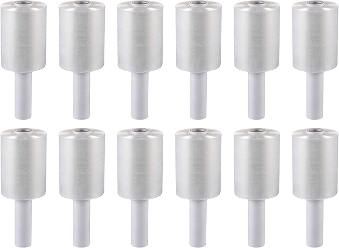 5” Stretch Wrap Mini Film 12 Rolls x 1000 Ft by PackageZoom Industrial Strength Adhering Shrink Wrap Rolls for Box & Furniture Wrapping Heavy Duty, 55 Gauge Clear Plastic Wrap for Moving & Packing