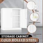 SUNCROWN 36” Metal Storage Cabinets with Doors and 2 Adjustable Shelves, Locking Tool Garage Cabinet, File Cabinets for Home & Office (White)
