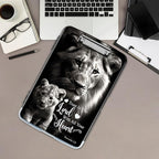 Clipboard with Storage,Office Supplies Nursing Clipboards Folder with Pen Holder Plastic Storage ClipBoard Foldable for Teacher Nurse,Lion Proverbs 3:5