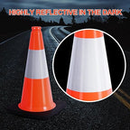 (4 Pack) BESEA 18" inch Traffic Cones Orange Safety Cones with 6 inch Reflective Collar for Home Driveway Road Parking Use(4 Cones)