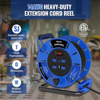 80 FT Retractable Extension Cord Reel, 14AWG Heavy Duty Power Cord with 4 Grounded Outlets, USB-A & USB-C Ports, 13A 1625W, Portable Hand Crank for Indoor Outdoor Use, ETL Listed U80ACR06