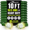 10ft Outdoor/Indoor Extension Cord 10/3 Gauge Ultra Heavy Duty 3 Prong SJTW, Waterproof, ETL Listed, Flexible Cold-Resistant Long Power Cord,15A 125V 1875W, Green by LifeSupplyUSA