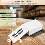 Arkscan SL500 4x6 Fanfold Shipping Label (500 Pages per Stack) for Arkscan 2054N, 3044C & Zebra Compatible Printers, Direct Thermal, White