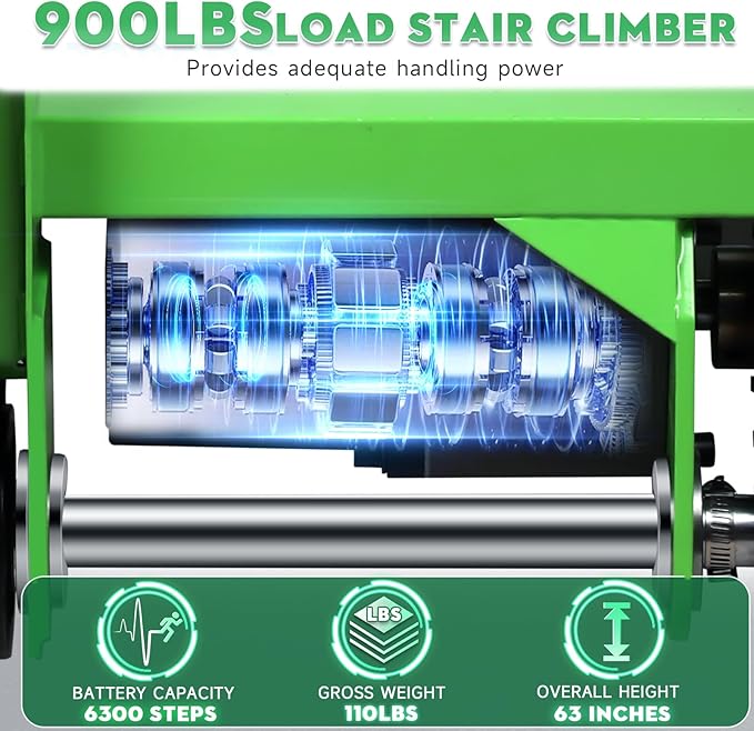 Electric Stair Climbing Hand Trucks Dolly Cart, 900lb Capacity Heavy Duty Stair Climber with Ropes, Carry Heavy Objects Up and Down Stairs Effortless for Furniture Logistics Warehouse