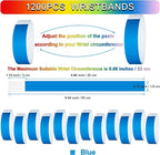 1200 Pcs Plastic Paper Wristbands for Events Neon Color Wrist Bands Concert Identification Wristbands Paper Bracelets Wristbands Party Hand Bands (Blue)