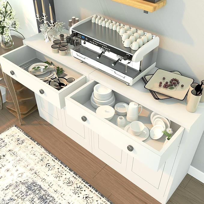 BESFUR Metal Storage Cabinet with Doors and 1 Drawer, 32” Metal Cabinet for Classroom, Home and Office - White