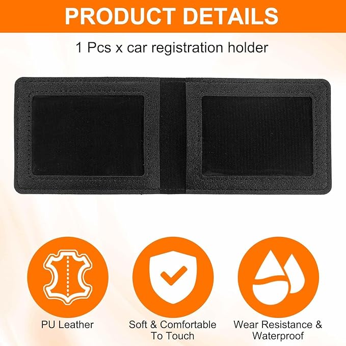 HARFINGTON Car Registration and Insurance Holder PU Leather Vehicle Glove Box Organizer Storage Accessories Car ID Holder with 10 Pockets for License ID Card Bank Card Documents, Black