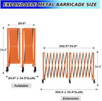 1 Set 16.8FT Industrial Metal Expandable Barricade，Retractable Traffic Fence with Casters, 270° Folding Security Gate, Portable Barricade Gate for Construction Area, Traffic Control, Cordon