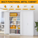 Greenvelly Metal Storage Cabinet with 2 Doors and 4 Adjustable Shelves, 72”H Metal Cabinet Lockable Storage Cabinet,Tall Locking File Cabinet for Office,Home, Garage, Gym, School