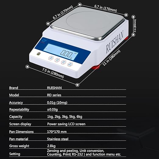 Lab Scale 5000gx0.01g High Precision Electronic Large Range Scientific Analytical Balance Scale Digital Weight Gram, Kitchen, Jewelry, Gold, Industrial, Postal, Clark, Count Scales Gn Dwt Unit