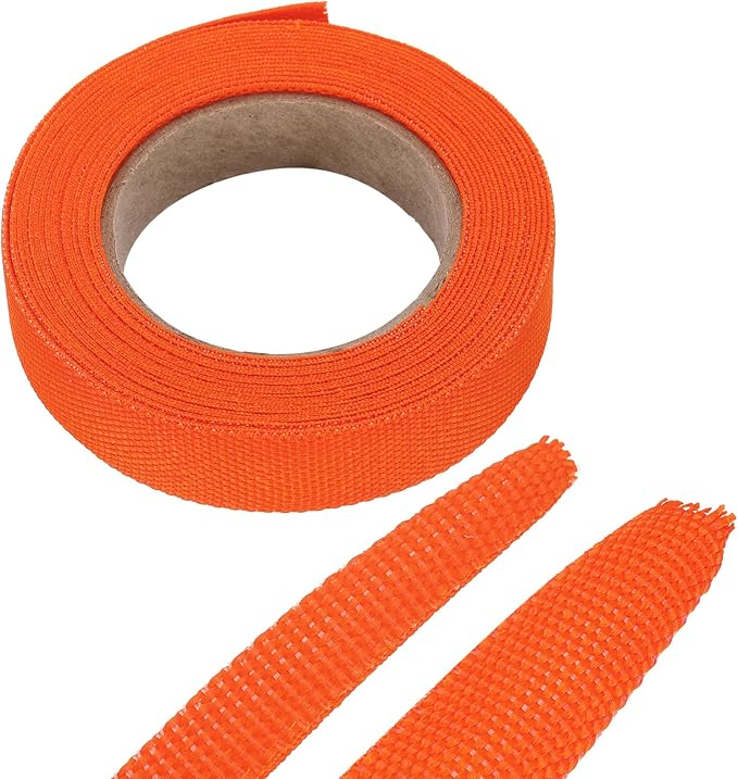 MECCANIXITY Braided Cable Sleeves Heat Shrinkable Fabric Sleeving, 1/2" 16ft Orange 2:1 Ratio Heat Shrinkable Cord Protector for Harness Cable, Network Cable Protection, Cable Management