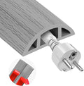 MYFAMIREA 20FT Floor Cord Cover for Wire Self Adhesive Cable Cavity Management PVC Extension Cord Hider Power Floor Wire Protector Cover Prevent Cable Trips for Office Home Outdoor (Gray Wood, 1.18'')