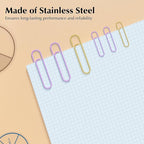 Cute Paper Clips Binder Clips Combo Set, 165 Psc, Assorted Size Paper Clips for Office, Cute Office Supplies Set, Purple