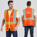 BeautyWill Custom Safety Vest Customized Logo Class 2 High Visibility Reflective Vest with Pockets Construction workwear