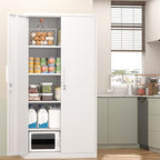 Metal Garage Storage Cabinet,72" Locking Tool Cabinet with Doors and 4 Shelves,Tall Metal Cabinets with Garage Storage Systems for Home Office,School,White