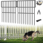10 Panels Garden Fencing Animal Barrier, 17in (H) X 10.8ft (L) No Dig Dog Fence, 1.25 in Gap Fence Border for Dogs Rabbits, Rustproof Metal Decorative Fences Blocker for Outdoor, Yard, Patio
