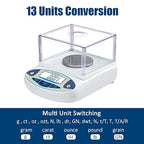 Lab Analytical Balance 500g x 0.001g Precision Digital Scale 0.001 Gram Accuracy Laboratory Scientific Milligram Scale Jewelry Scales with Windshield