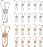 PATIKIL 50Pcs Paper Office Binder Clips, 1.26" Small Metal Wire Hollow Out Paper Clamps Long Tail Binder Clips for Photo Clothes Hanging Office Home Kitchen Food Package, Silver/Rose Gold