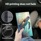 Car Registration and Insurance Holder, Leather Car Glove Box Organizer, Cool Car Accessories for ID, Driver's License Cards & Essential Document,business cards,Men&Women,Cute Sea Turtles