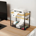 Label Holder for Rolls and Fan-Fold - Bamboo Shipping Label Holder for Desktop Thermal Printer with Space-Saving Accessories - Suitable for Home, Office, Warehouse, Small Business
