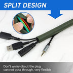 Split Braided Cable Sleeve，Flexible Wire Loom Tubing, Automotive Cord Protector Pet Proof, Cable Management for Computer TV Electric Wires Harness 16ft (Dark Green, 19mm（3/4")