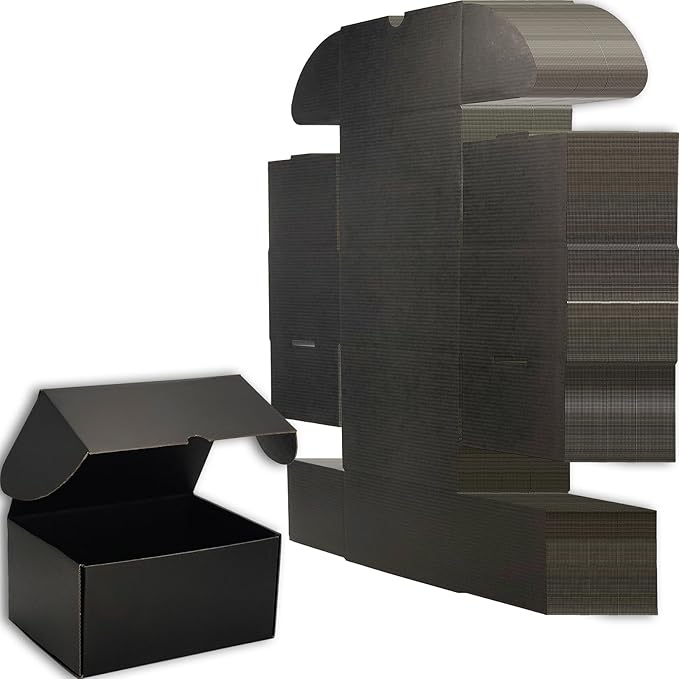 8x6x4 inches Small Shipping Boxes Set of 25 - Black Mailer Corrugated Cardboard Boxes for Shipping Packaging Mailing Products