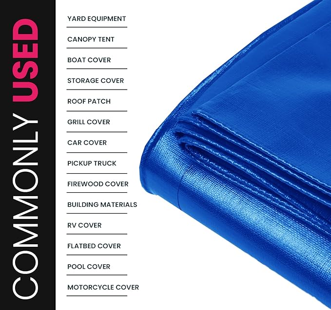 PROTARP Extreme Heavy Duty 22 Mil Tarp Cover, Waterproof, UV Resistant, Rip and Tear Proof, Poly Tarpaulin with Reinforced Edges for Roof, Camping, Patio, Pool, Boat. (Blue 18′ X 24′)