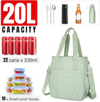 NOL Insulated Lunch Bag for Women, Large Spacious Lunch Tote Bag With Removable Adjustable Shoulder Strap with Multi Pockets,Leakproof Cooler Bag,Lightweight Nylon Waterproof Lunch Box For Work,Green