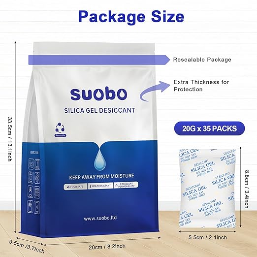 Silica Gel Packets, 20 Gram 35 Packs Desiccant Packs for Storage, Food Grade Moisture Absorbers with Color Indicating, Desiccant Packs for Foods, Electronics, Jewelry, Safe, 3D Filaments