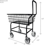 LVP Work Horse Commercial Laundry Cart with Removable Handle (Black, Regular)