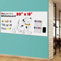 Magnetic Dry Erase Whiteboard Paper for Wall 50" x 18" Self Adhesive White Board Sticker with 12 Magnet Marker and Magnetic Eraser for Office Home Whiteboard Wallpaper Peel and Stick