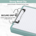 Small Clipboard with Storage, A5 Clipboards with Pen Holder, Half Letter Clip Boards 6x9 Mini Plastic Clipboard with Low Profile Clip for Classroom, School, Office Supplies (Grey Green)