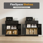 Metal Storage Cabinet 36" H, Garage Storage Cabinet with 2 Lockable Doors and 1 Drawer, Steel File Cabinets with Adjustable Shelves for Home Office, Garage, School, Apartment, Warehouse