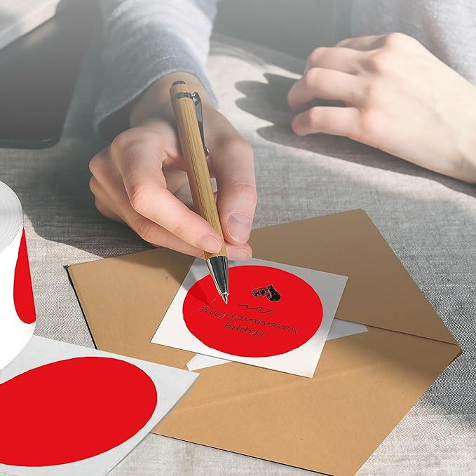 4 Inch Large Red Circle Thermal Labels, Self-Adhesive Round Inventory Stickers, Cardboard Bullseye Tags,Multi-Purpose Round Roll Thermal Printing Stickers for Business and Domestic Use-300 Labels/Roll