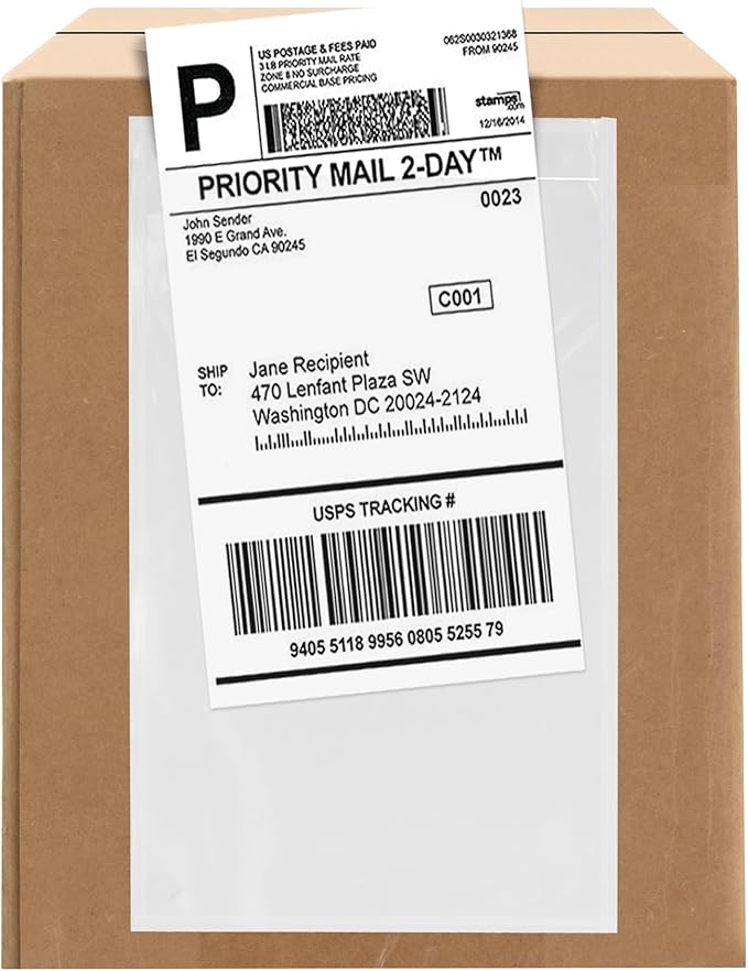 1000 Count 5.5" x 10" Shipping Label Envelopes, Clear Packing List Pouches with Self-Adhesive Back, Top Loading for Shipping Labels Sleeves, for Packing Slips, Labels Invoices & Paperwork. GPI