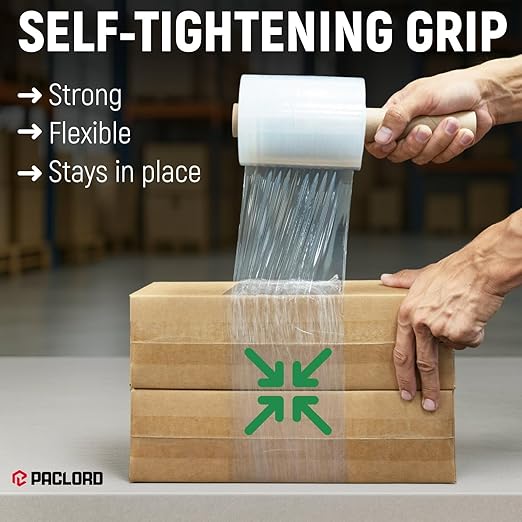 5" x 1000' Industrial Strength Mini Stretch Wrap with Extended Core Handles, Ready to Use Pack of 8 Clear Stretch Film Rolls, 80 Gauge, 500% Elongation - Shrink Wrap for Moving, Packing