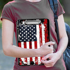 Side Opening Clipboard with Storage and Pen Holder, Large Capacity Heavy Duty Clip Board, American Flag Design for Teachers and Nurses