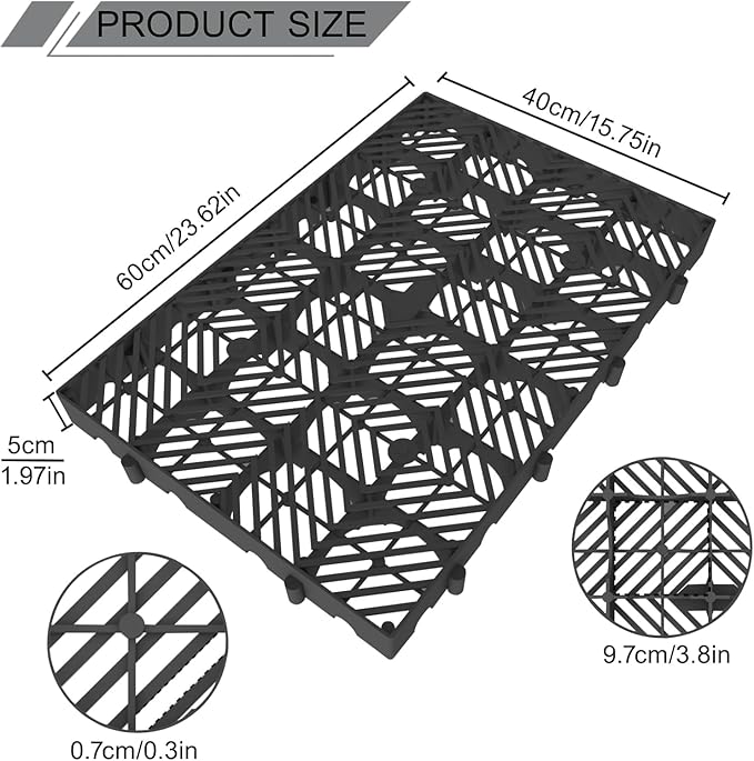 Plastic Pallet, Safety Storage Nestable Shipping Grid Pads, 2pcs HDPE Automotive Non-Slip Platform Firm Warehouse Pad for Supermarket Pet (5pcs-23.6x15.7x2IN)