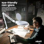 (New Model) Neatfi LED Magnifying Lamp with Clamp, 12W, 60 SMD LEDs, Adjustable Step Dimming Brightness, Desk Lamp Magnifier Light for Crafts, Painting, and Hobbies (White, 5-Diopter)
