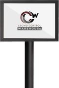 Crowd Control Warehouse Pedestal Standing Floor Sign Frame with Sloped Base, 11 x 14 Inch Horizontal, Black Powder Coated Steel