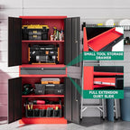 Letaya Metal Garage Storage Cabinet with Drawer,4 Door Tool Cabinet with Adjustable Shelves for Garage Home Office Utility Room (Red)